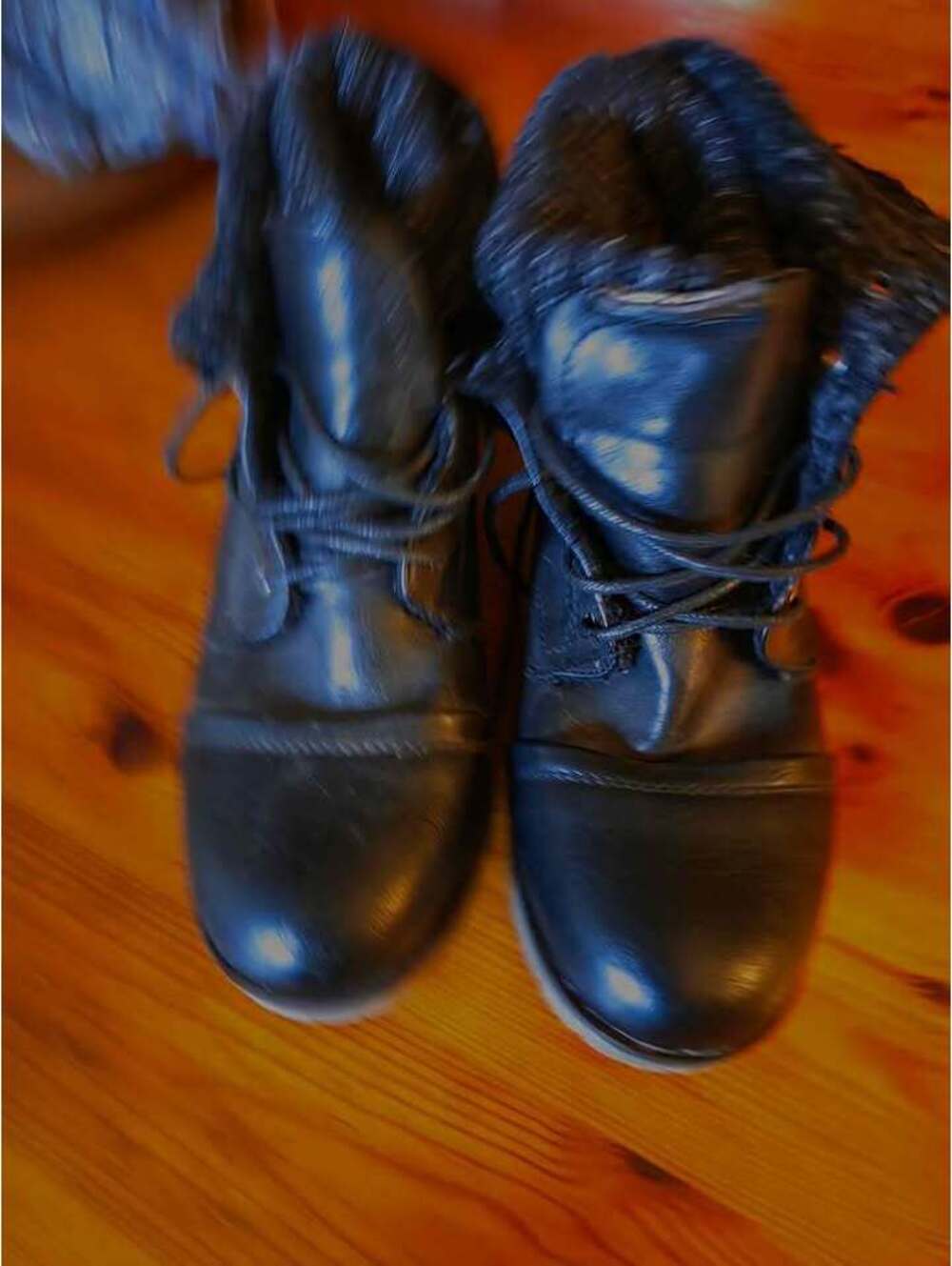 Black Lace-Up Boots with Knit Cuff [COPY]